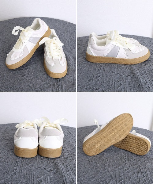 Miniministore(ミニミニストア)の「リボンレース厚底スニーカー バレエコア靴(スニーカー・レディース・シルバー/ライトグレー・22.5cm/23.0cm/23.5cm/24.0cm/24.5cm)」の14枚目の写真