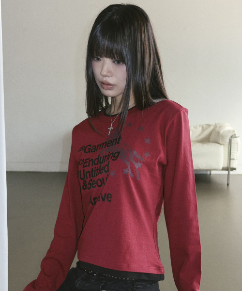 UNTITLED SEOUL(アンタイトル ソウル)の「アーカイブユニコーンレイヤードロングスリーブバーガンディ(Tシャツ/カットソー・レディース・その他・LARGE/MEDIUM/SMALL)」の1枚目の写真