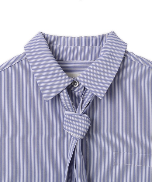 atmos pink(アトモスピンク)の「atmos pink Neck-Tie Stripe Shirt / アトモス ピンク ネクタイ ストライプ シャツ(シャツ/ブラウス・レディース・ブラウン/ブルー・FREE)」の6枚目の写真