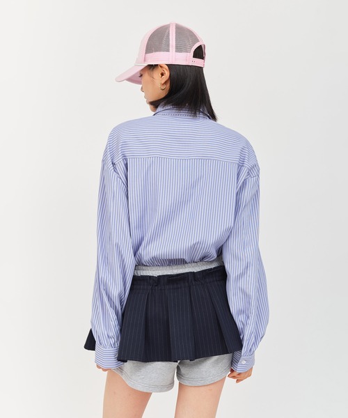 atmos pink(アトモスピンク)の「atmos pink Neck-Tie Stripe Shirt / アトモス ピンク ネクタイ ストライプ シャツ(シャツ/ブラウス・レディース・ブラウン/ブルー・FREE)」の10枚目の写真