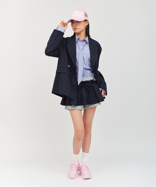 atmos pink(アトモスピンク)の「atmos pink Neck-Tie Stripe Shirt / アトモス ピンク ネクタイ ストライプ シャツ(シャツ/ブラウス・レディース・ブラウン/ブルー・FREE)」の3枚目の写真