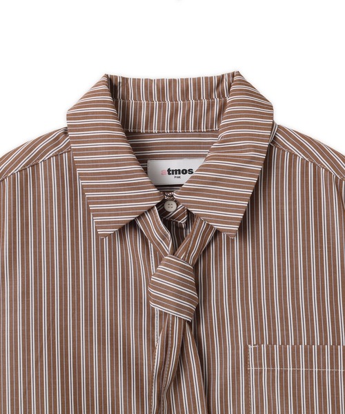 atmos pink(アトモスピンク)の「atmos pink Neck-Tie Stripe Shirt / アトモス ピンク ネクタイ ストライプ シャツ(シャツ/ブラウス・レディース・ブラウン/ブルー・FREE)」の15枚目の写真