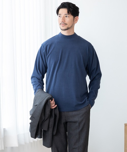 BTZ TOKYO(ビーティーゼットトウキョウ)の「【KAITEKI】暖か起毛ストレッチ モックネック長袖Tシャツ(Tシャツ/カットソー・メンズ・ネイビー/ブラック/チャコールグレー/オフホワイト・LL/S/M/3L/L)」の1枚目の写真