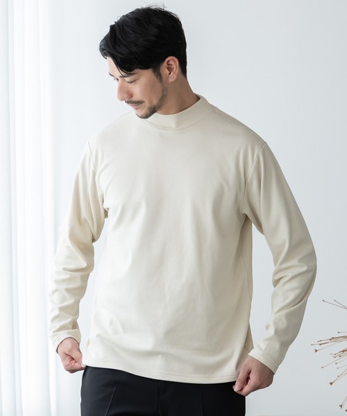BTZ TOKYO(ビーティーゼットトウキョウ)の「【KAITEKI】暖か起毛ストレッチ モックネック長袖Tシャツ(Tシャツ/カットソー・メンズ・ネイビー/ブラック/チャコールグレー/オフホワイト・LL/S/M/3L/L)」の2枚目の写真