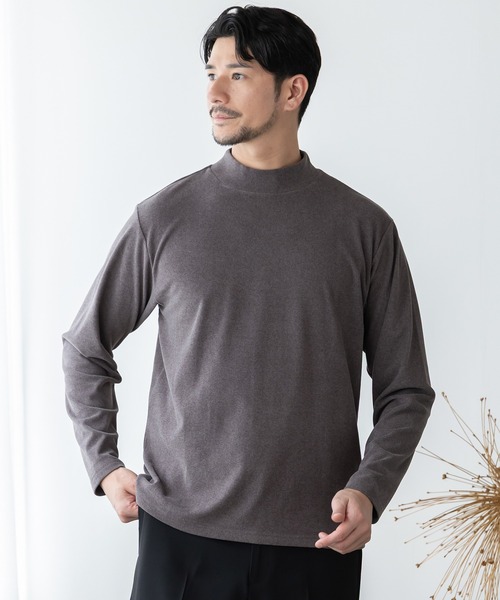 BTZ TOKYO(ビーティーゼットトウキョウ)の「【KAITEKI】暖か起毛ストレッチ モックネック長袖Tシャツ(Tシャツ/カットソー・メンズ・ネイビー/ブラック/チャコールグレー/オフホワイト・LL/S/M/3L/L)」の4枚目の写真
