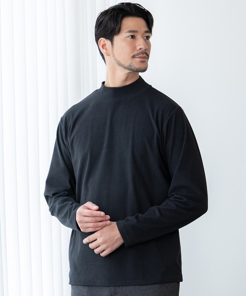 BTZ TOKYO(ビーティーゼットトウキョウ)の「【KAITEKI】暖か起毛ストレッチ モックネック長袖Tシャツ(Tシャツ/カットソー・メンズ・ネイビー/ブラック/チャコールグレー/オフホワイト・LL/S/M/3L/L)」の3枚目の写真