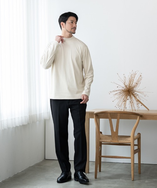 BTZ TOKYO(ビーティーゼットトウキョウ)の「【KAITEKI】暖か起毛ストレッチ モックネック長袖Tシャツ(Tシャツ/カットソー・メンズ・ネイビー/ブラック/チャコールグレー/オフホワイト・LL/S/M/3L/L)」の5枚目の写真