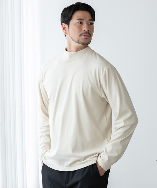 BTZ TOKYO(ビーティーゼットトウキョウ)の「【KAITEKI】暖か起毛ストレッチ モックネック長袖Tシャツ(Tシャツ/カットソー・メンズ・ネイビー/ブラック/チャコールグレー/オフホワイト・LL/S/M/3L/L)」の6枚目の写真