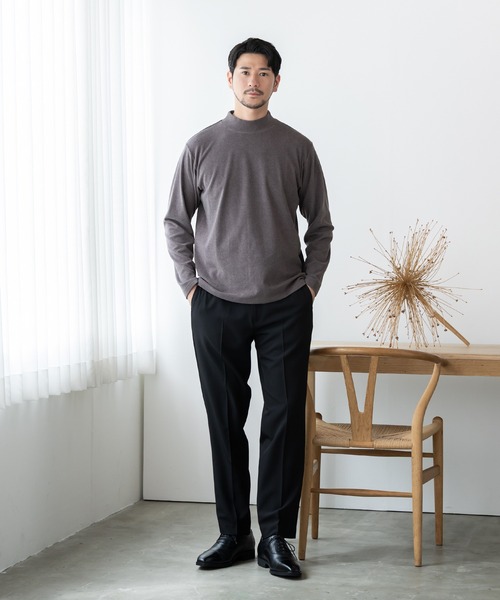 BTZ TOKYO(ビーティーゼットトウキョウ)の「【KAITEKI】暖か起毛ストレッチ モックネック長袖Tシャツ(Tシャツ/カットソー・メンズ・ネイビー/ブラック/チャコールグレー/オフホワイト・LL/S/M/3L/L)」の22枚目の写真