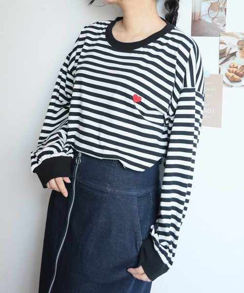 A HAPPY MARILYN(アハッピーマリリン)の「【選べる4デザイン×4サイズ】 綿100% 満点 ロング Tシャツ(Tシャツ/カットソー・レディース・ホワイト系3/ブラック系2/ブラック系4/ホワイト系4/ブラック系1/ブラック系3/グレー系1/ホワイト系1/グレー系2・L~LL/3L~4L/5L~6L/7L~8L)」の1枚目の写真
