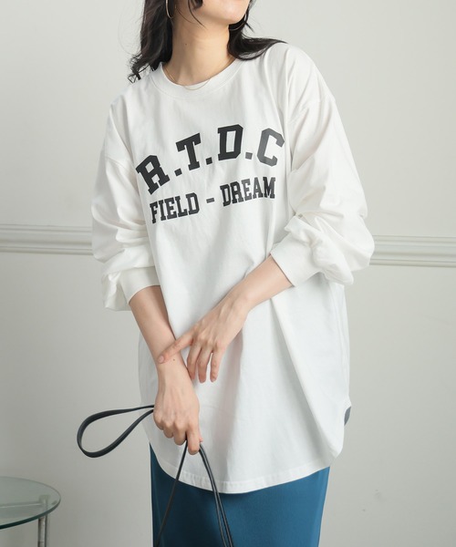 A HAPPY MARILYN(アハッピーマリリン)の「【選べる4デザイン×4サイズ】 綿100% 満点 ロング Tシャツ(Tシャツ/カットソー・レディース・ホワイト系3/ブラック系2/ブラック系4/ホワイト系4/ブラック系1/ブラック系3/グレー系1/ホワイト系1/グレー系2・L~LL/3L~4L/5L~6L/7L~8L)」の2枚目の写真