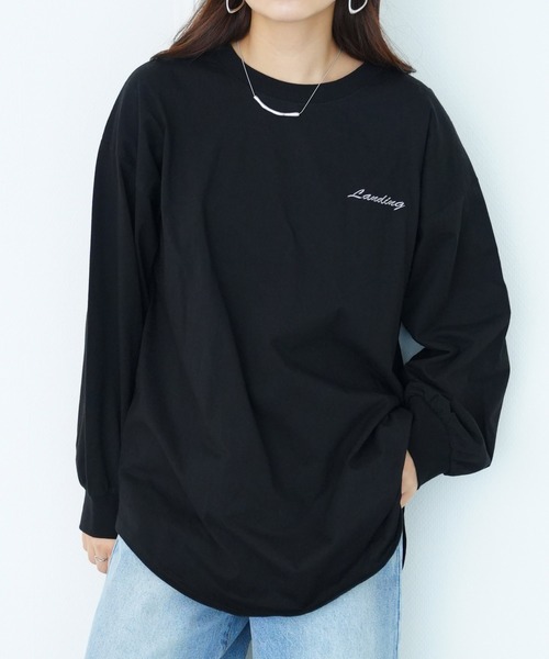 A HAPPY MARILYN(アハッピーマリリン)の「【選べる4デザイン×4サイズ】 綿100% 満点 ロング Tシャツ(Tシャツ/カットソー・レディース・ホワイト系3/ブラック系2/ブラック系4/ホワイト系4/ブラック系1/ブラック系3/グレー系1/ホワイト系1/グレー系2・L~LL/3L~4L/5L~6L/7L~8L)」の7枚目の写真