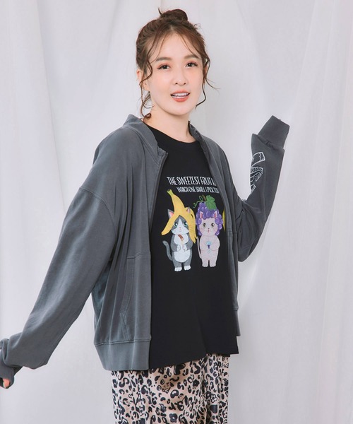 ScoLar(スカラー)の「163624:スカラーピース柄 ピグメント染めカーディガン(Tシャツ/カットソー・レディース・チャコールグレー/ネイビー/ブラウン・M)」の9枚目の写真