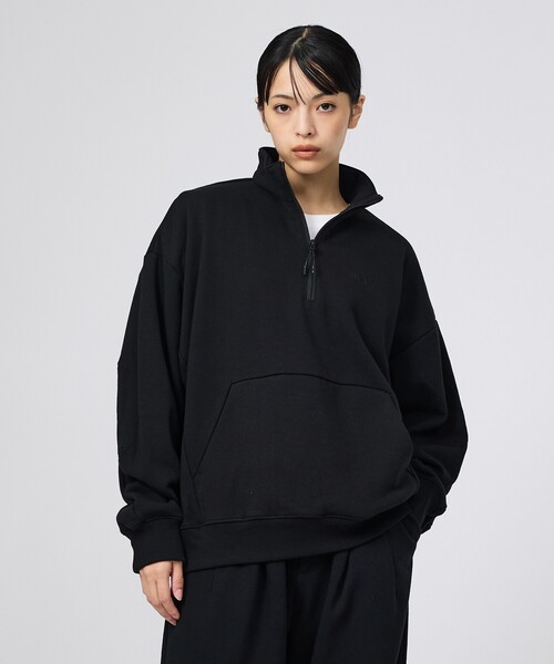 +phenix(プラスフェニックス)の「【+phenix / プラスフェニックス】CVC HALF-ZIP SWEATSHIRT / CVCハーフジップスウェット(POO-26072)(スウェット・メンズ・ブラック/グレー・M/L)」の2枚目の写真
