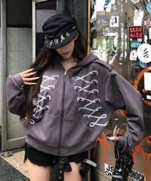 2026AW　ナポレオンデザイン レースアップ ジップパーカー