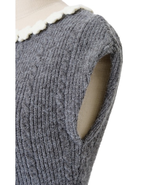 MISTREASS（ミストレアス）の「Flower Trim Knit Mini Dress（ワンピース・レディース・グレー/ブラック・FREE）」の13枚目の写真