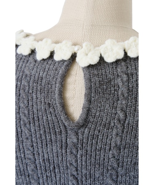 MISTREASS（ミストレアス）の「Flower Trim Knit Mini Dress（ワンピース・レディース・グレー/ブラック・FREE）」の14枚目の写真