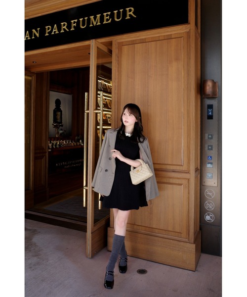 MISTREASS（ミストレアス）の「Flower Trim Knit Mini Dress（ワンピース・レディース・グレー/ブラック・FREE）」の19枚目の写真