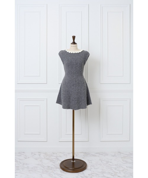 MISTREASS（ミストレアス）の「Flower Trim Knit Mini Dress（ワンピース・レディース・グレー/ブラック・FREE）」の8枚目の写真