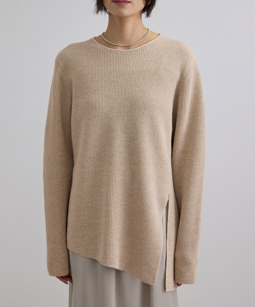 SALON adam et rope'(サロン アダム エ ロペ)の「ウール片畦シャイニークルーネックプルオーバー(ニット/セーター・レディース・ベージュ/グレー・FREE)」の14枚目の写真