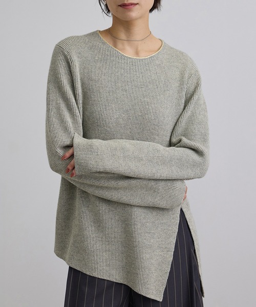 SALON adam et rope'(サロン アダム エ ロペ)の「ウール片畦シャイニークルーネックプルオーバー(ニット/セーター・レディース・ベージュ/グレー・FREE)」の22枚目の写真