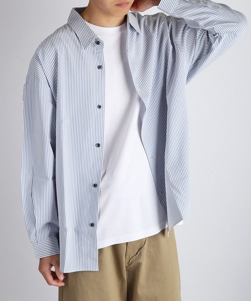 WESTSEA(ウエストシー)の「日本製 リネンライク ストライプ 長袖シャツ レギュラーカラー(シャツ/ブラウス・メンズ・ベージュ/ブルー/ブラック・S/L/M)」の3枚目の写真