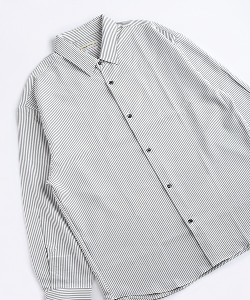 WESTSEA(ウエストシー)の「日本製 リネンライク ストライプ 長袖シャツ レギュラーカラー(シャツ/ブラウス・メンズ・ベージュ/ブルー/ブラック・S/L/M)」の1枚目の写真