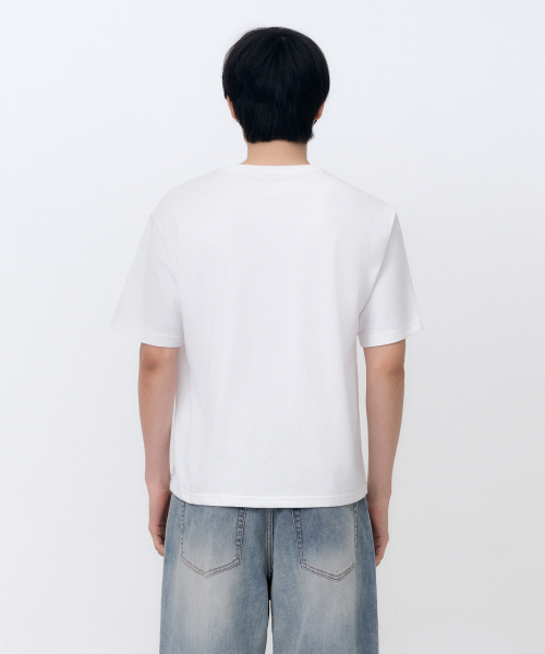 MUSINSA STANDARD（ムシンサスタンダード）の「[クールタンダード] レギュラー クロップTシャツ [ホワイト]（Tシャツ/カットソー・メンズ・その他・SMALL/MEDIUM/LARGE/X-LARGE/2XL）」の3枚目の写真
