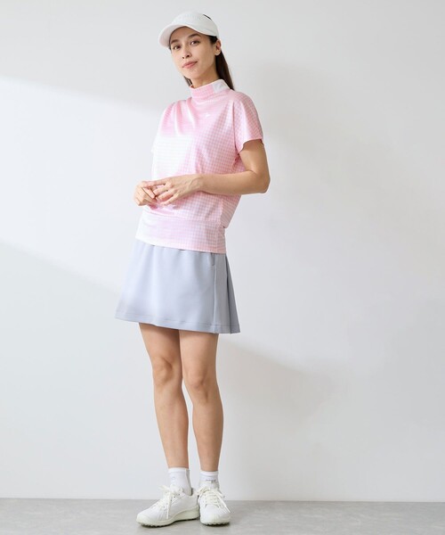 JUN&ROPE'(ジュンアンドロペ)の「千鳥ジャカードタック入りモックプルオーバー/UV・吸水速乾(Tシャツ/カットソー・レディース・ブラック/ホワイト・L/M)」の3枚目の写真