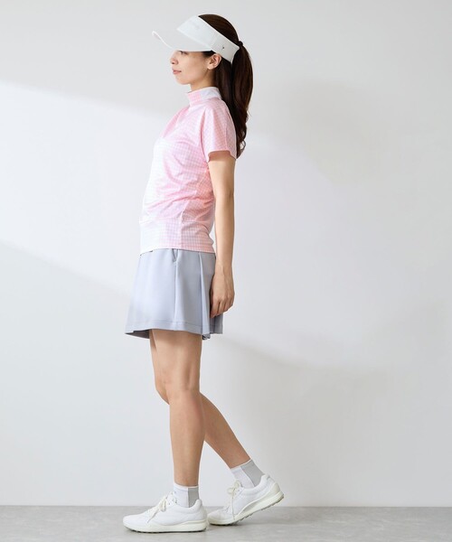 JUN&ROPE'(ジュンアンドロペ)の「千鳥ジャカードタック入りモックプルオーバー/UV・吸水速乾(Tシャツ/カットソー・レディース・ブラック/ホワイト・L/M)」の4枚目の写真