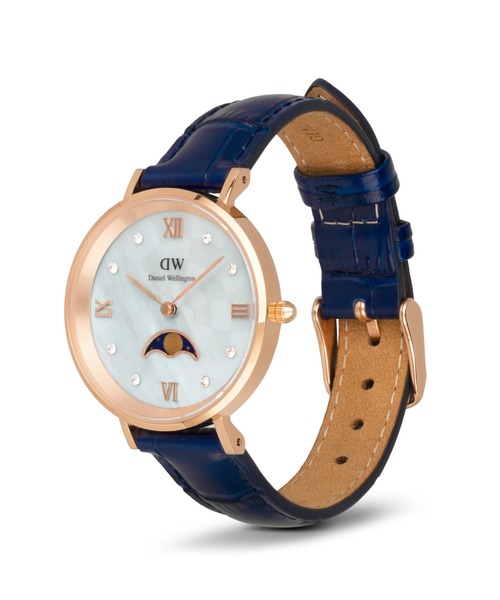 Daniel Wellington（ダニエルウェリントン）の「【中秋特典】Petite 32 Lune Light Blue Golden（デジタル腕時計・レディース・ピンクゴールド/シルバー・32mm）」の5枚目の写真