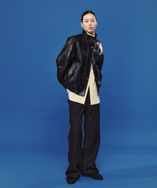 PLAC WOMEN(プレイス・ウィメン)の「ファネルネック レザージャケット ブラック(ライダースジャケット・レディース・ブラック・MEDIUM/SMALL)」の2枚目の写真
