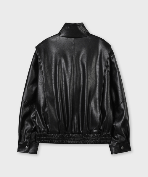 PLAC WOMEN(プレイス・ウィメン)の「ファネルネック レザージャケット ブラック(ライダースジャケット・レディース・ブラック・MEDIUM/SMALL)」の4枚目の写真