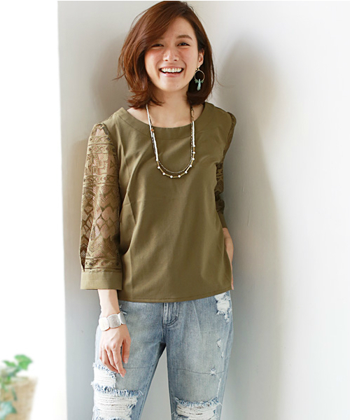 セール Lil Nina 袖透けレーストップス Tシャツ カットソー Real Cube リアルキューブ のファッション通販 Zozotown