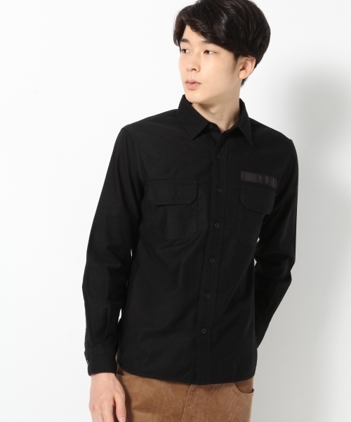 GLOBAL WORK（グローバルワーク）の「モールスキンミリタリーシャツ/728393（シャツ/ブラウス・メンズ・ライトグリーン/カーキ/ブラック・LARGE/SMALL/X-LARGE/MEDIUM）」の2枚目の写真
