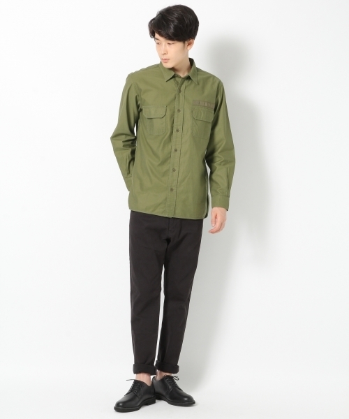 GLOBAL WORK（グローバルワーク）の「モールスキンミリタリーシャツ/728393（シャツ/ブラウス・メンズ・ライトグリーン/カーキ/ブラック・LARGE/SMALL/X-LARGE/MEDIUM）」の5枚目の写真