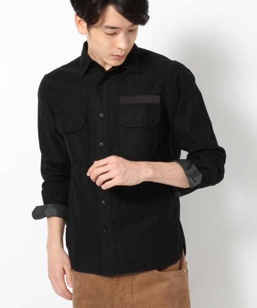 GLOBAL WORK（グローバルワーク）の「モールスキンミリタリーシャツ/728393（シャツ/ブラウス・メンズ・ライトグリーン/カーキ/ブラック・LARGE/SMALL/X-LARGE/MEDIUM）」の6枚目の写真