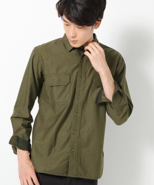 GLOBAL WORK（グローバルワーク）の「モールスキンミリタリーシャツ/728393（シャツ/ブラウス・メンズ・ライトグリーン/カーキ/ブラック・LARGE/SMALL/X-LARGE/MEDIUM）」の8枚目の写真