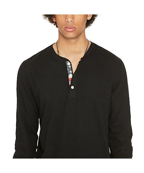 Denim & Supply Ralph Lauren(デニムアンドサプライラルフローレン)の「フラッグプラケット ジャージー ヘンリー(Tシャツ/カットソー・メンズ・ブラック・SMALL/LARGE/X-LARGE/MEDIUM/X-SMALL)」の4枚目の写真
