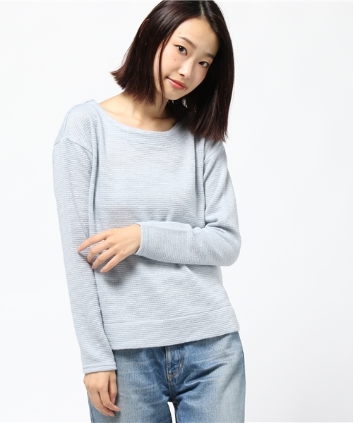 NATURAL BEAUTY BASIC（ナチュラルビューティーベーシック）の「横畝ニットソープルオーバー（Tシャツ/カットソー・レディース・グレー/ブルー/ホワイト系その他・MEDIUM）」の3枚目の写真