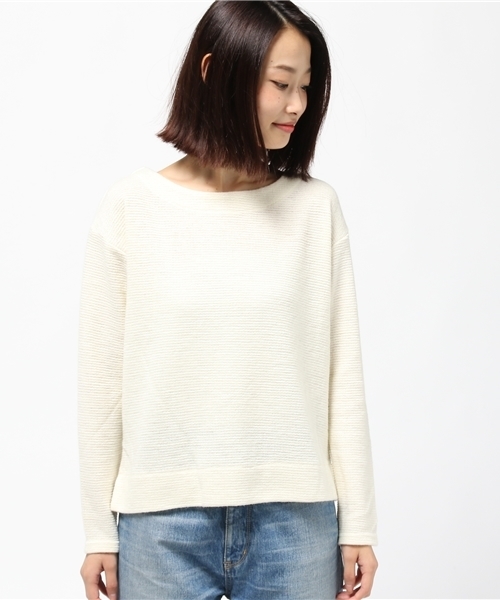 NATURAL BEAUTY BASIC（ナチュラルビューティーベーシック）の「横畝ニットソープルオーバー（Tシャツ/カットソー・レディース・グレー/ブルー/ホワイト系その他・MEDIUM）」の4枚目の写真