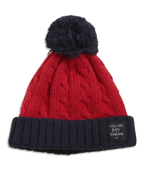 apres les cours(アプレレクール)の「バイカラーニット帽(ニットキャップ/ビーニー・キッズ・ピンク/レッド/オフホワイト/ブラック・58/50/54)」の1枚目の写真