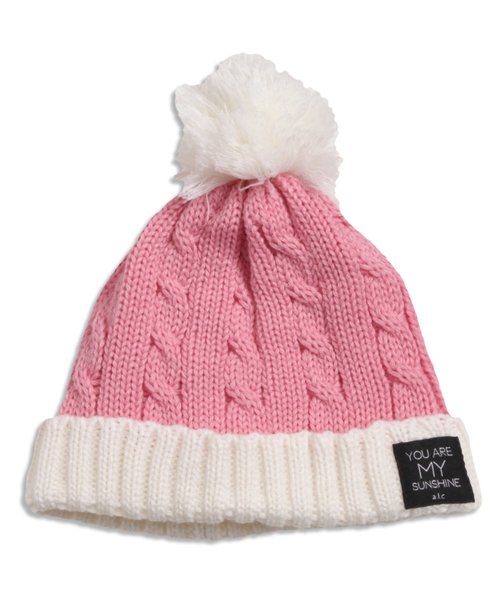 apres les cours(アプレレクール)の「バイカラーニット帽(ニットキャップ/ビーニー・キッズ・ピンク/レッド/オフホワイト/ブラック・58/50/54)」の4枚目の写真