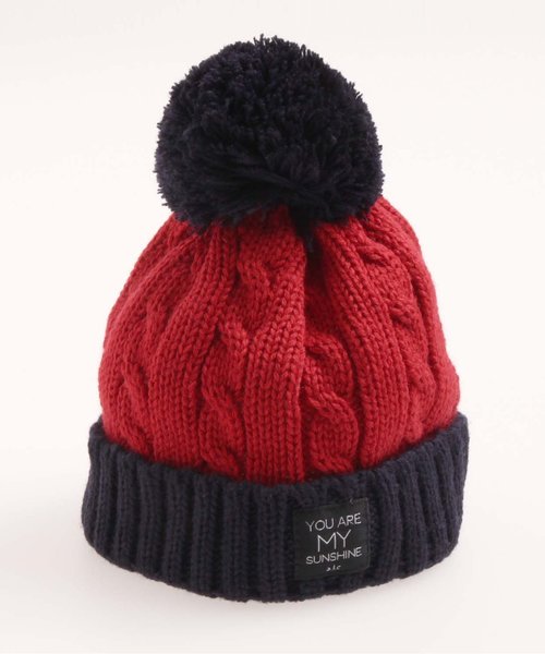 apres les cours(アプレレクール)の「バイカラーニット帽(ニットキャップ/ビーニー・キッズ・ピンク/レッド/オフホワイト/ブラック・58/50/54)」の9枚目の写真