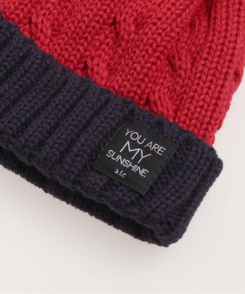 apres les cours(アプレレクール)の「バイカラーニット帽(ニットキャップ/ビーニー・キッズ・ピンク/レッド/オフホワイト/ブラック・58/50/54)」の10枚目の写真