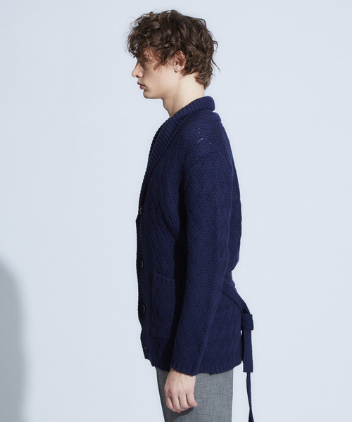 RECENCY OF MINE（リーセンシー オブ マイン）の「【Recency of Mine】ベルト付きショ-ルカラーカーディガン（カーディガン/ボレロ・メンズ・ベージュ/ネイビー・44/48/46）」の7枚目の写真