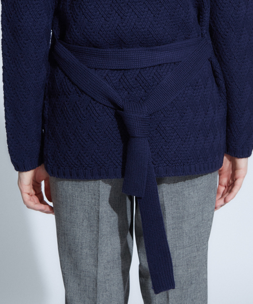 RECENCY OF MINE（リーセンシー オブ マイン）の「【Recency of Mine】ベルト付きショ-ルカラーカーディガン（カーディガン/ボレロ・メンズ・ベージュ/ネイビー・44/48/46）」の13枚目の写真