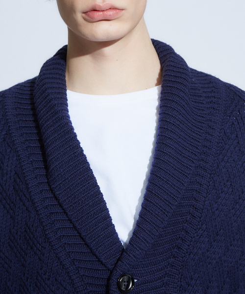 RECENCY OF MINE（リーセンシー オブ マイン）の「【Recency of Mine】ベルト付きショ-ルカラーカーディガン（カーディガン/ボレロ・メンズ・ベージュ/ネイビー・44/48/46）」の12枚目の写真