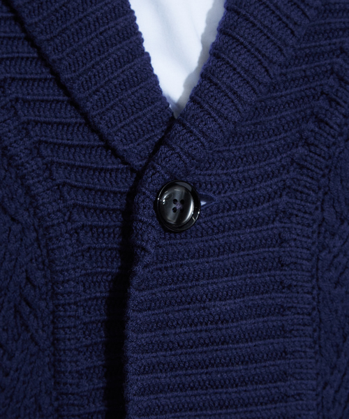 RECENCY OF MINE（リーセンシー オブ マイン）の「【Recency of Mine】ベルト付きショ-ルカラーカーディガン（カーディガン/ボレロ・メンズ・ベージュ/ネイビー・44/48/46）」の11枚目の写真