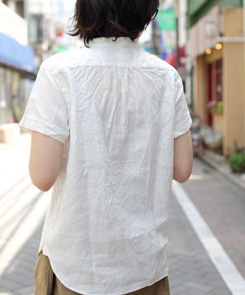 HAVERSACK(ハバーザック)の「HAVERSACK/ ハバーサック 別注 リネンショートスリーブプルオーバー(ウィメンズ)(シャツ/ブラウス・レディース・ホワイト/ネイビー・S)」の10枚目の写真